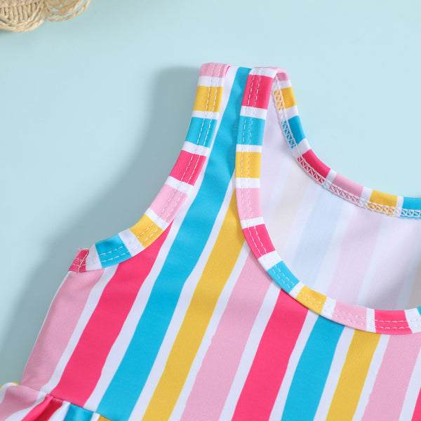 Baby & Toddler Girl Rainbow Stripe Bow Bikini Set