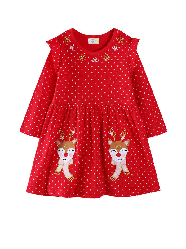Red Christmas Dress for Toddler and Kids - Long Sleeve Holiday Princess Dress