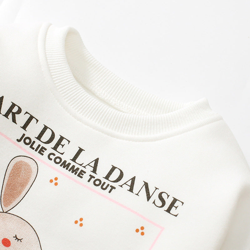 Toddler & Kids White Bunny Ballerina Sweatshirt - Yarafly