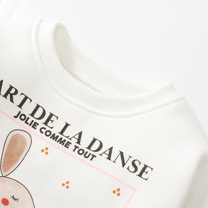 Toddler & Kids White Bunny Ballerina Sweatshirt - Yarafly
