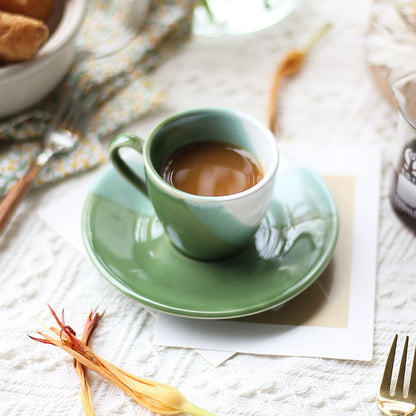 Green Fine Porcelain Espresso Cup with Saucer  80ml - Yarafly 