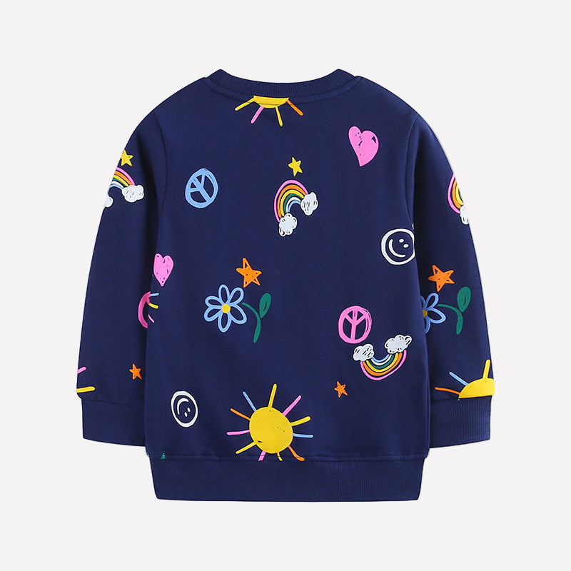 Toddler & Kids Navy Rainbow Sun Print Sweatshirt (2T–7T)