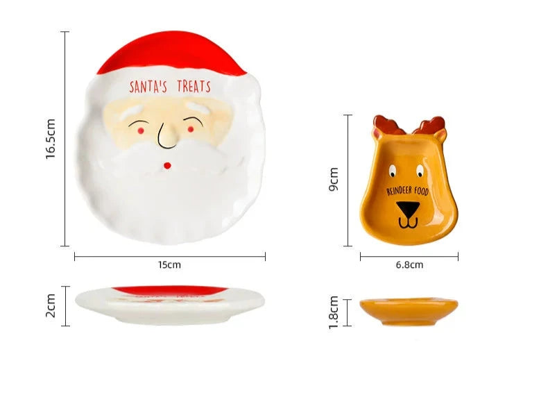 Festive Santa's Treats Plate and Reindeer Dish Set - Yarafly 