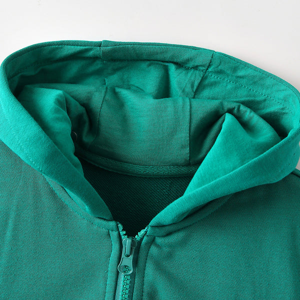 Green Stripe Sleeve Toddler & Kids Zip Hoodie Jacket (2T–7T)