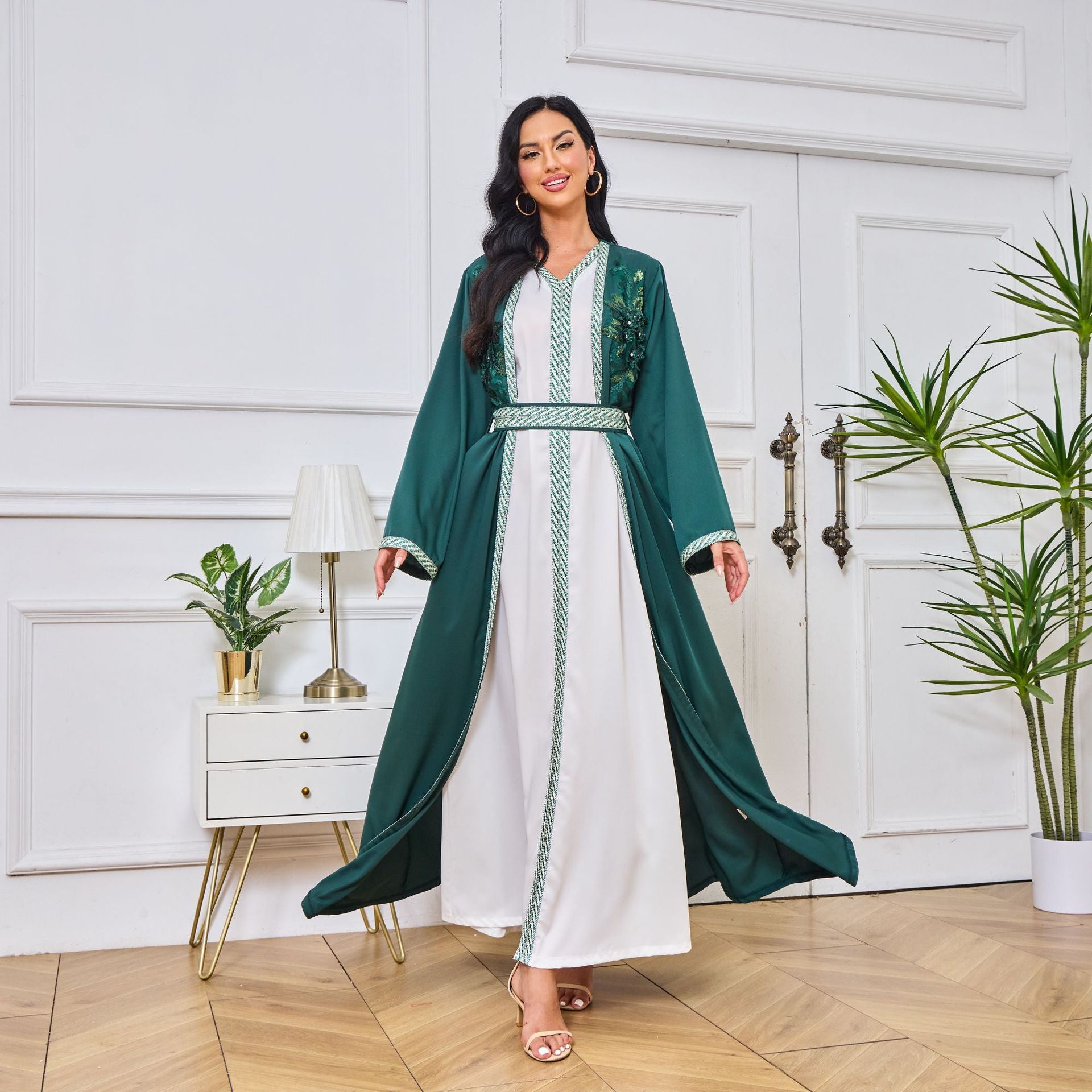 Kara Two-Piece Abaya Jalabiya Dress - Yarafly 