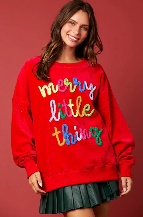 Merry Little Thing Sweater | Rainbow Holiday Pullover | Christmas Fashion - Yarafly 