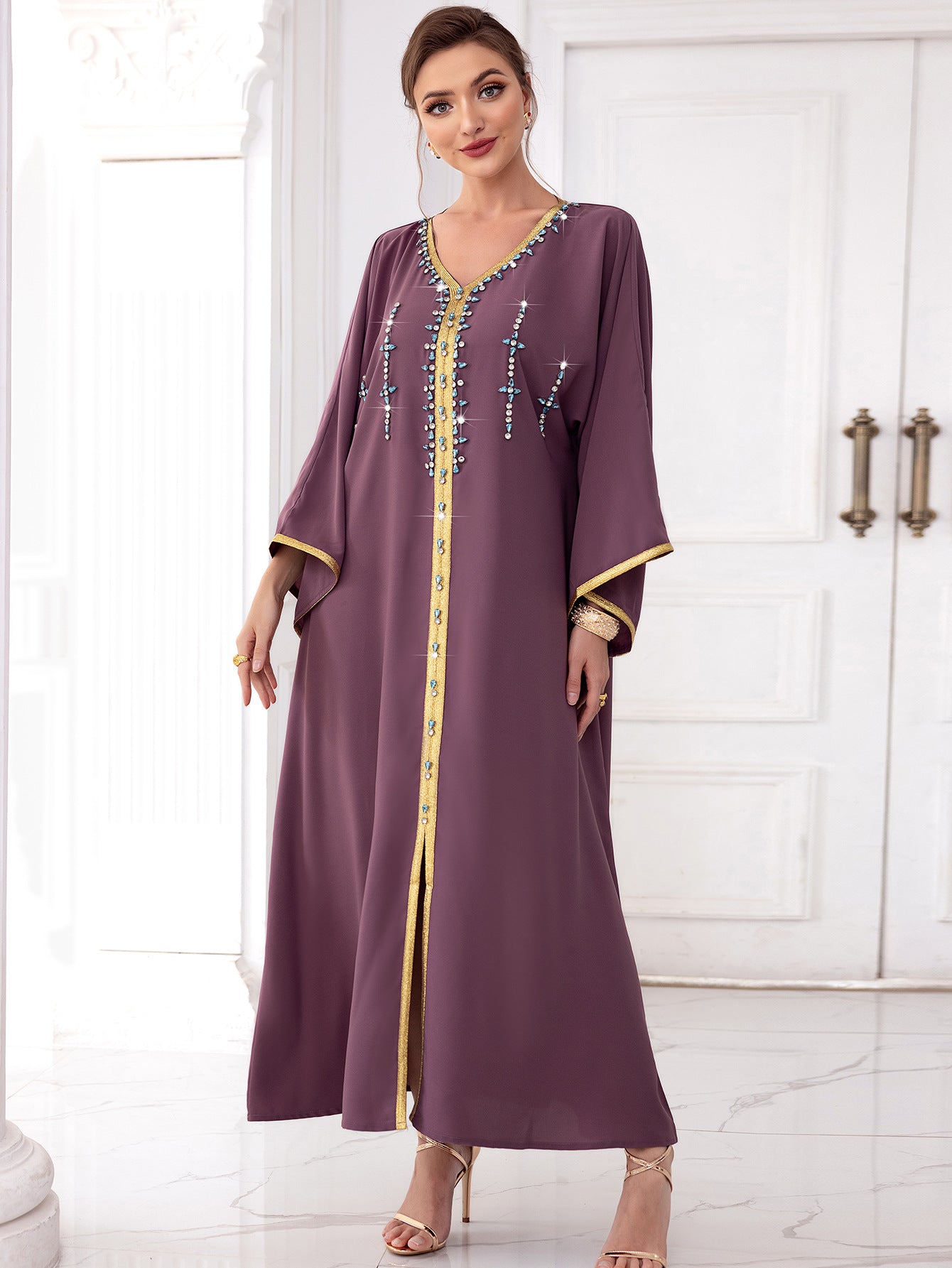 Mauve Silk Jalabiya Dress - Yarafly 