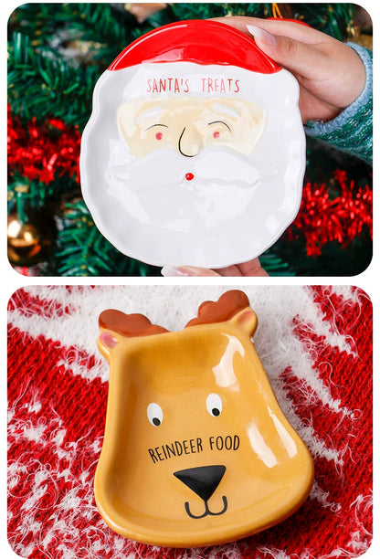 Festive Santa's Treats Plate and Reindeer Dish Set - Yarafly 