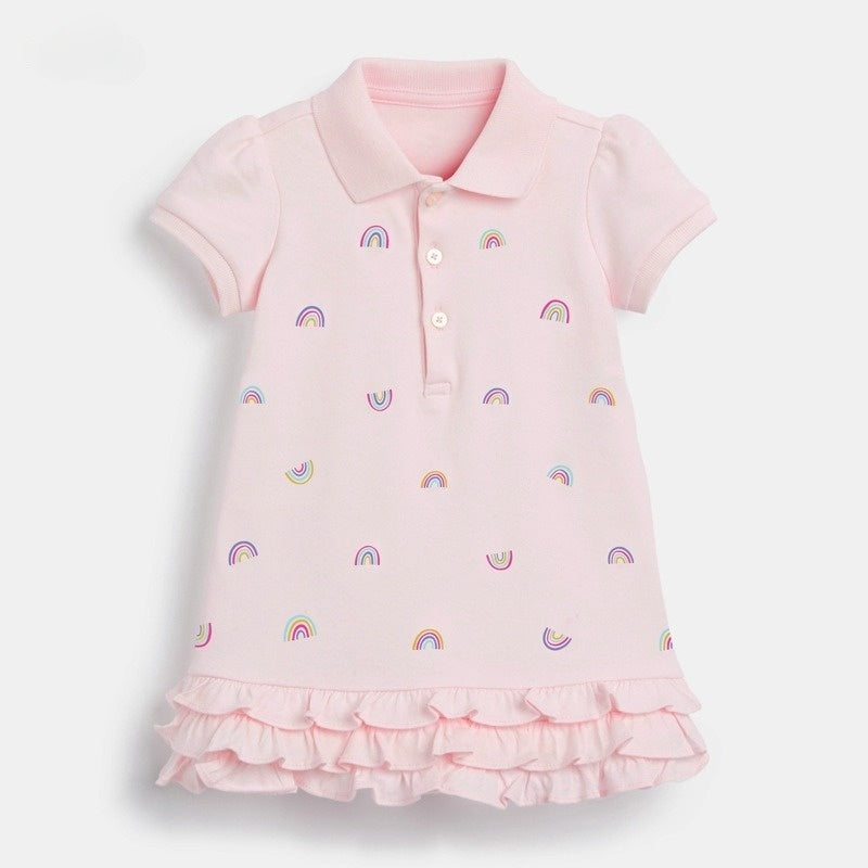 Toddler & Kids Rainbow Ruffle Polo Dress