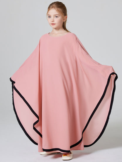 Girls Pink Chiffon Abaya Dress Robe - Yarafly 