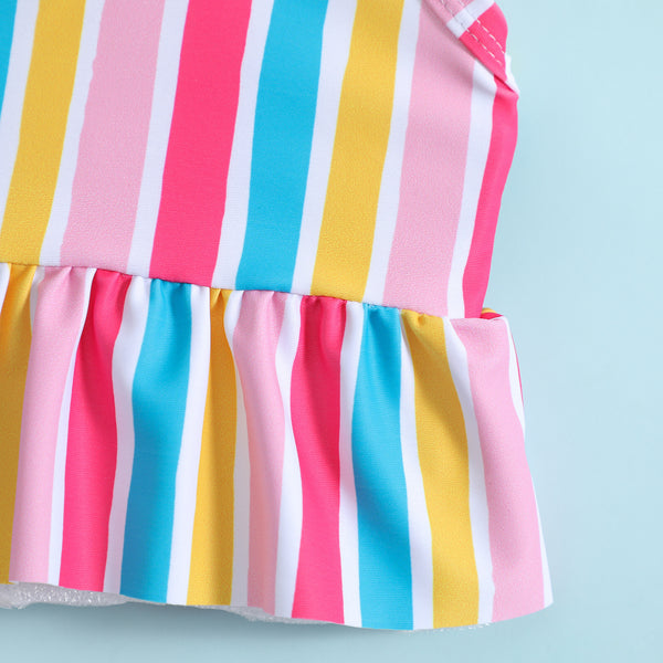 Baby & Toddler Girl Rainbow Stripe Bow Bikini Set