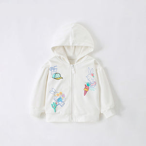White Bunny & Ice Cream Toddler & Kids Zip Hoodie Jacket (2T–7T)