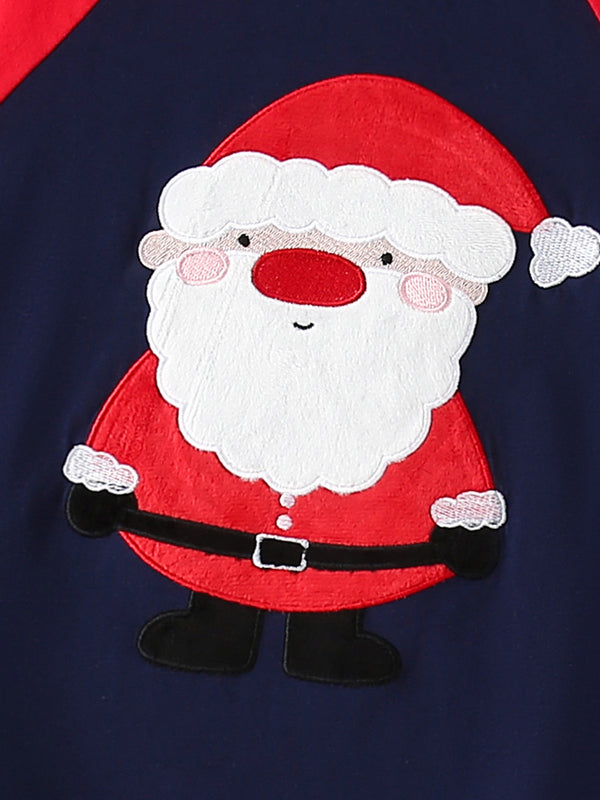 Red and Navy Blue Santa Pajama Set for Toddler and Kids Boys