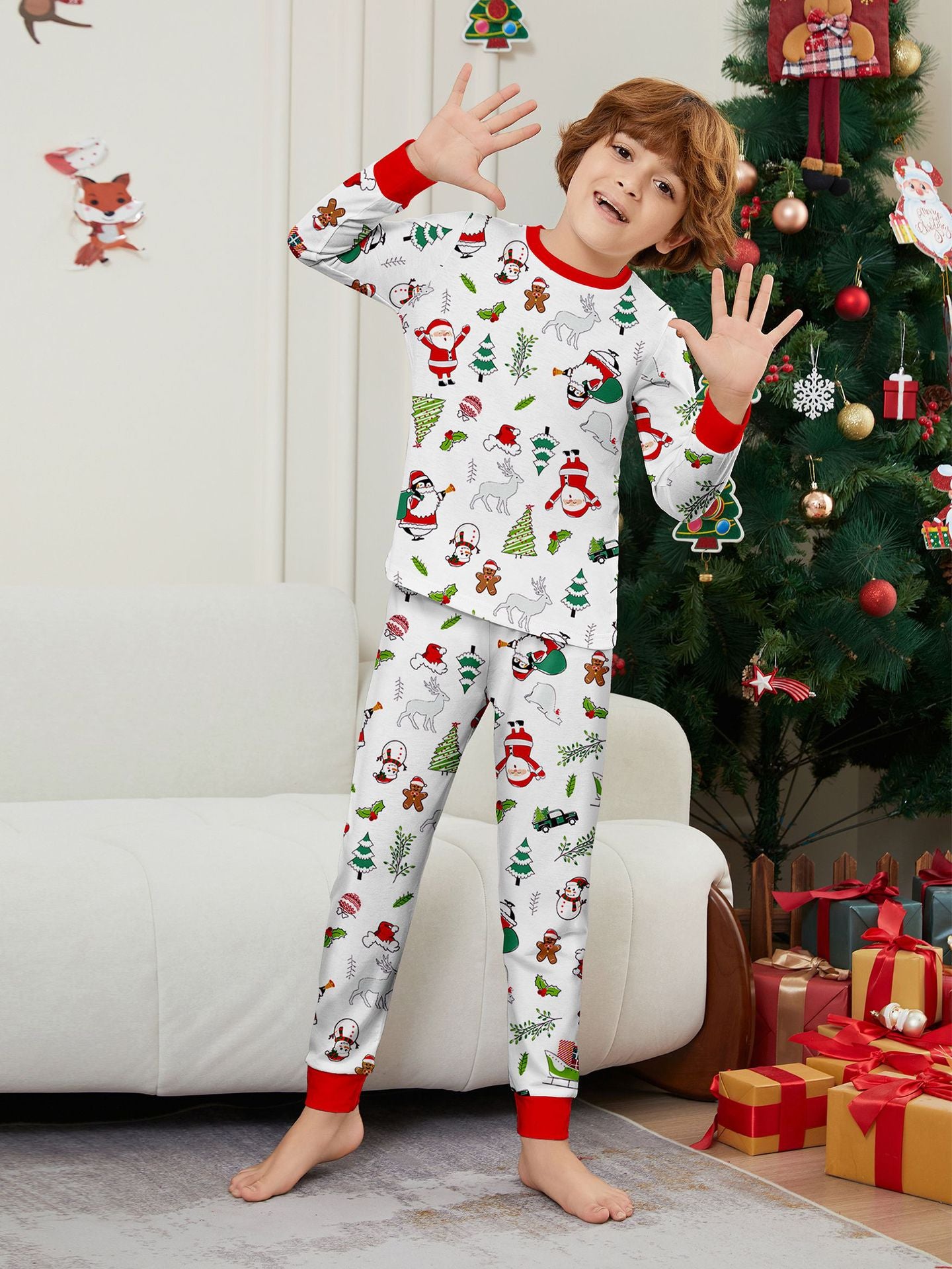 Christmas Fun Matching Family Pajama Set | Santa & Friends Holiday PJs Collection - Yarafly 