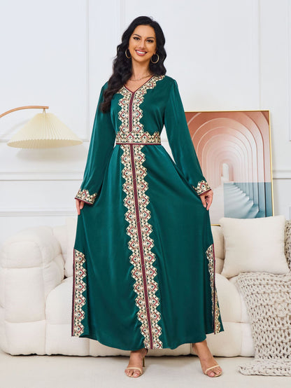 Damascus Green Syrian Kaftan Dress - Yarafly 