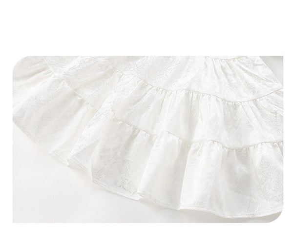 Elegant White Lace Tiered Dress for Girls | Vintage-Inspired Special Occasion Wear