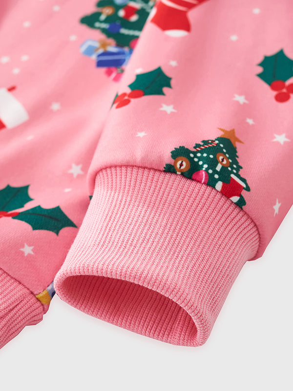Pink Christmas Sweatshirt for Toddler and Kids Girls