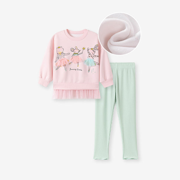 Toddler & Kids Dancing Friends Ballerina Sweatshirt Outfit – Pink or Light Pink