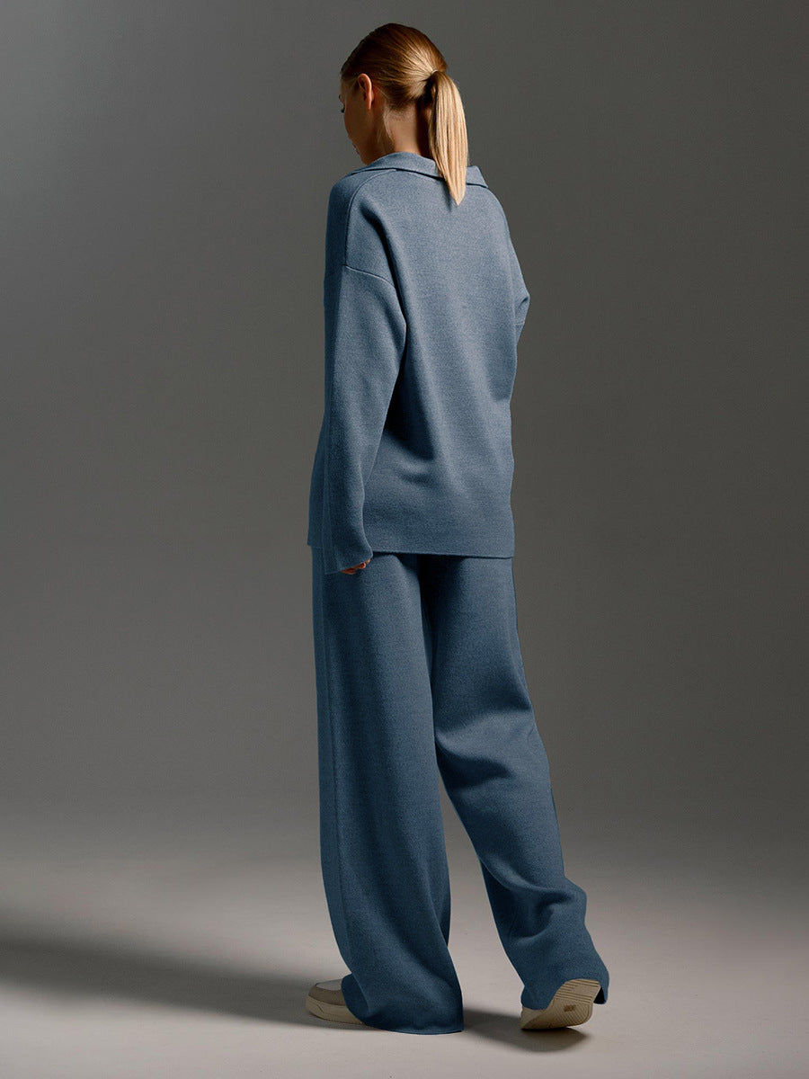 MILAN EDIT | Smoky Blue Knit Set | Minimalist Luxury Collection - Yarafly 