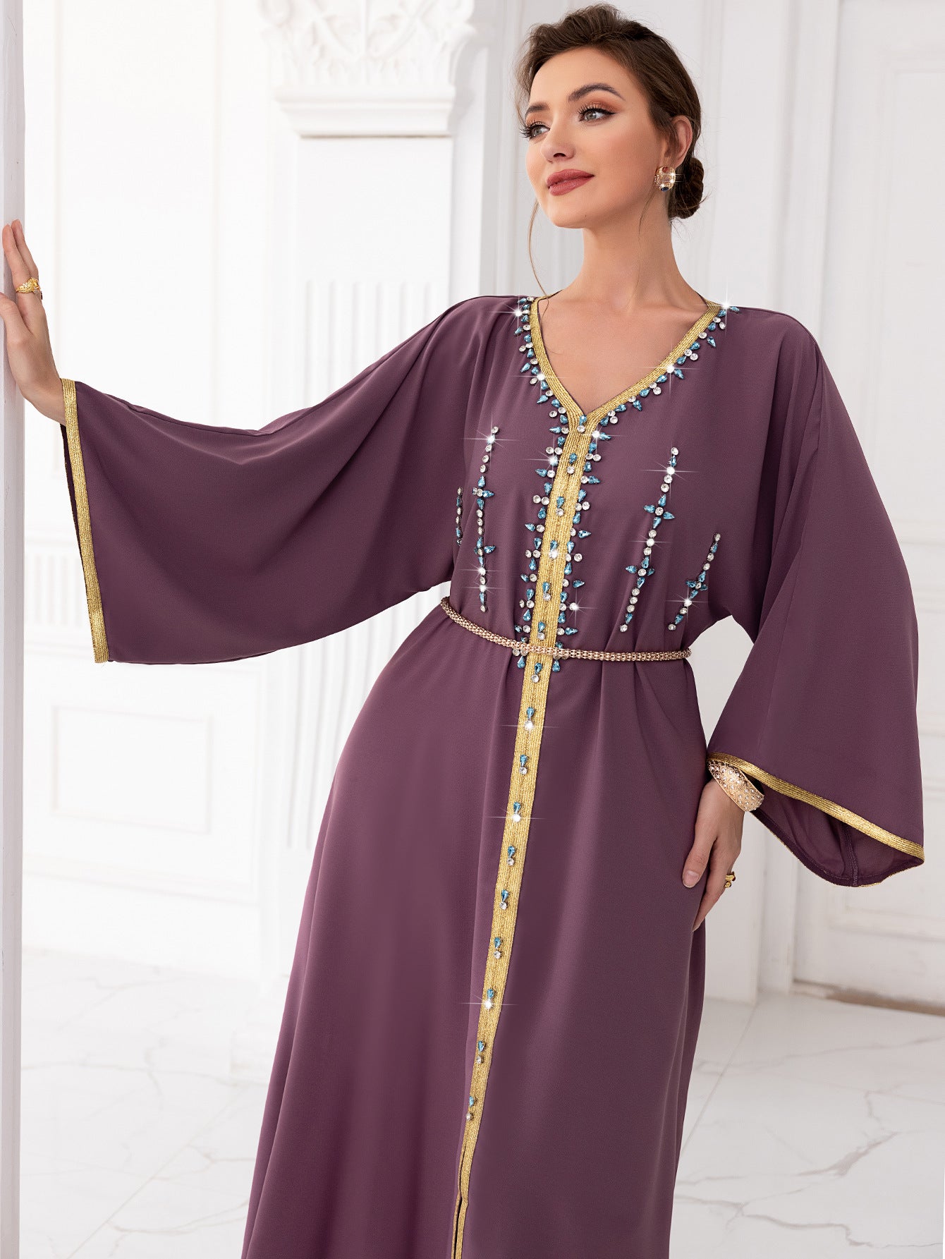 Mauve Silk Jalabiya Dress - Yarafly 