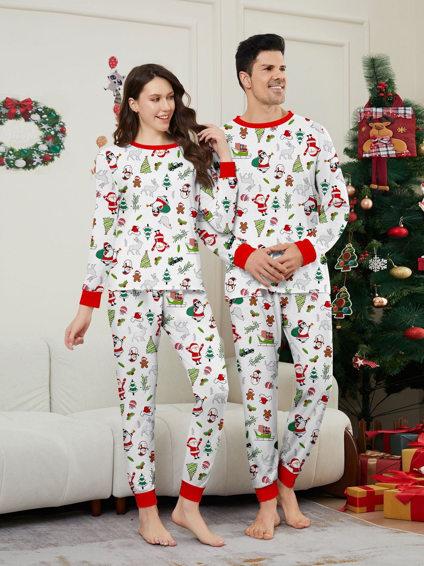 Christmas Fun Matching Family Pajama Set | Santa & Friends Holiday PJs Collection - Yarafly 