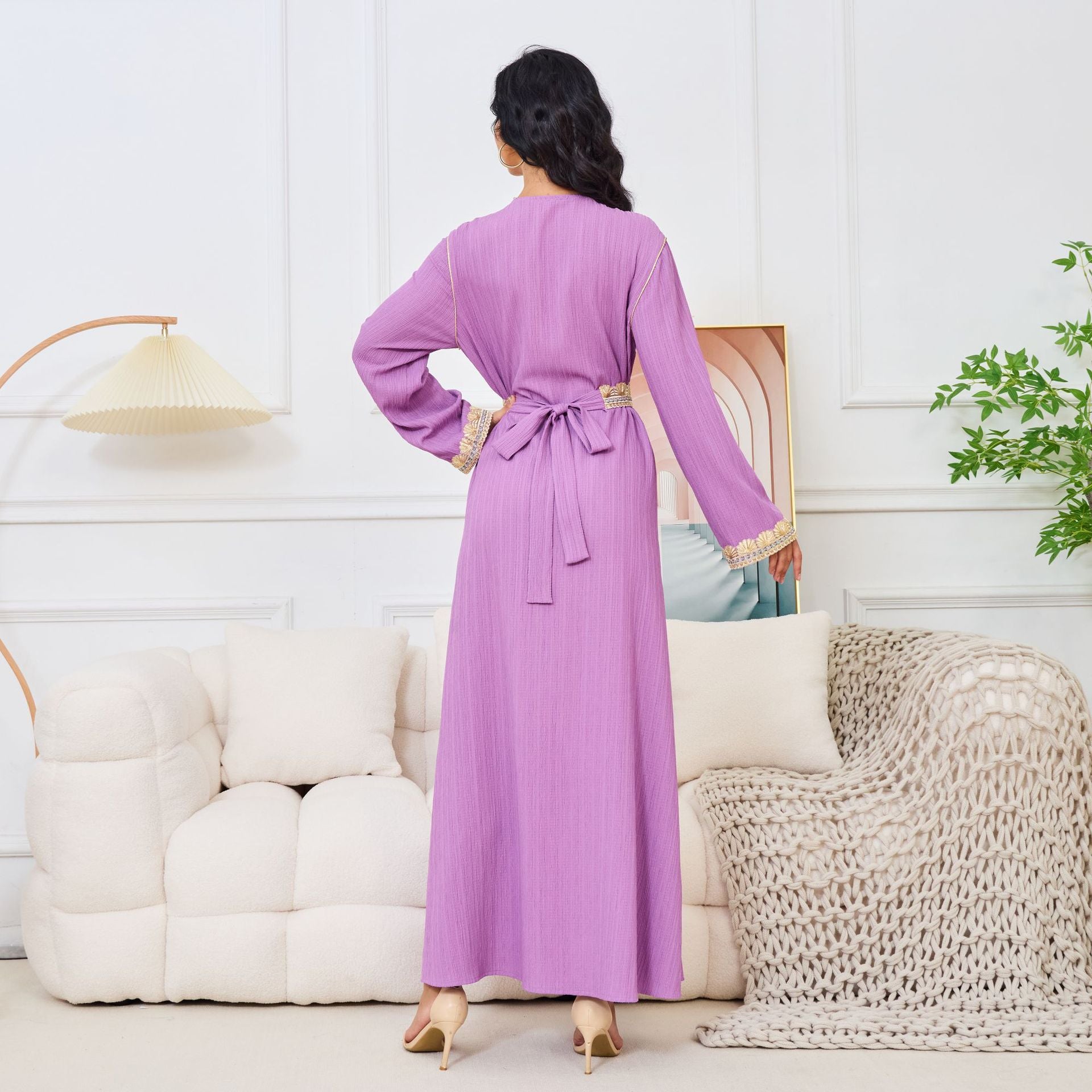 Zeina Lavender Kaftan Tunic Dress - Yarafly 