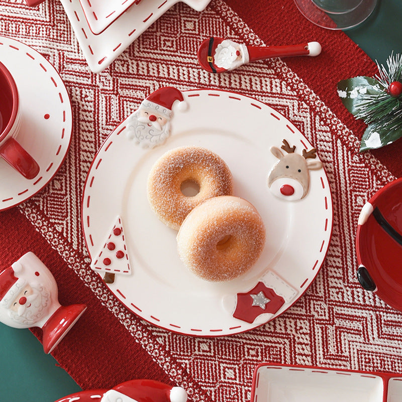 Christmas Ceramic Collection: Santa & Reindeer Holiday Tableware - Yarafly 