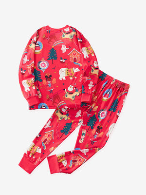 Toddler & Kids Red Christmas Storybook Pajama Set (3T–8T)