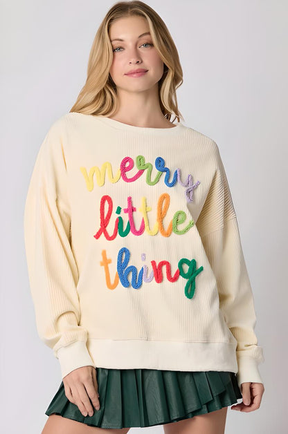 Merry Little Thing Sweater | Rainbow Holiday Pullover | Christmas Fashion - Yarafly 