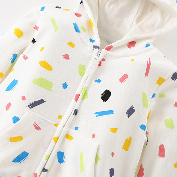 Toddler & Kids White Sprinkle Print Hoodie Jacket & Pants Set (2T–7T)