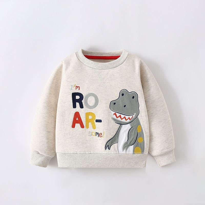 Toddler & Kids Cream Roarsome Dinosaur Sweatshirt – Fun Dino Top - Yarafly