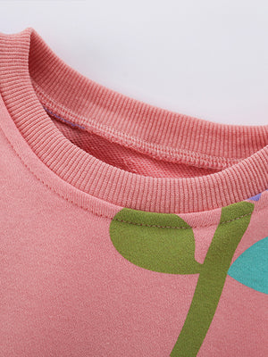 Toddler & Kids Pink Floral Sweatshirt and Blue Leggings Set (Ages 3T–8T)