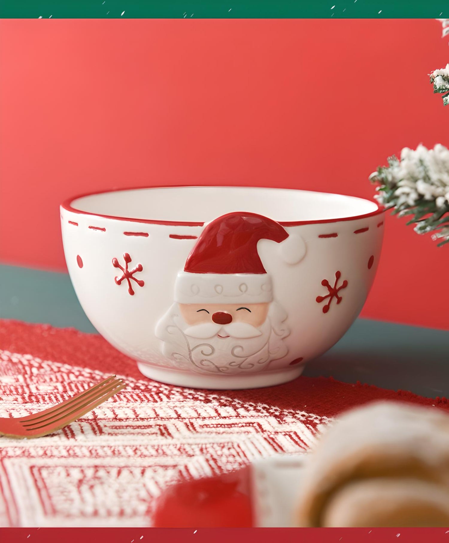 Christmas Ceramic Collection: Santa & Reindeer Holiday Tableware - Yarafly 