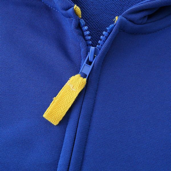 Blue Tractor Print Toddler & Kids Zip Hoodie Jacket (2T–7T)