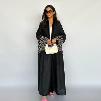 Luxury Embroidered Open Abaya | Designer Border Abaya | Modern Kaftan - Yarafly 