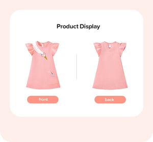 Toddler & Kids Goose Embroidered Ruffle Dress