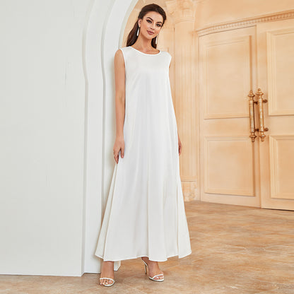 Modern White Sleeveless Maxi Dress | Elegant Column Dress - Yarafly 