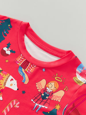 Toddler & Kids Red Christmas Storybook Pajama Set (3T–8T)