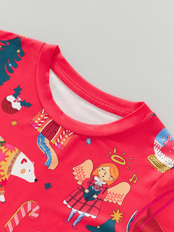 Toddler & Kids Red Christmas Storybook Pajama Set (3T–8T)