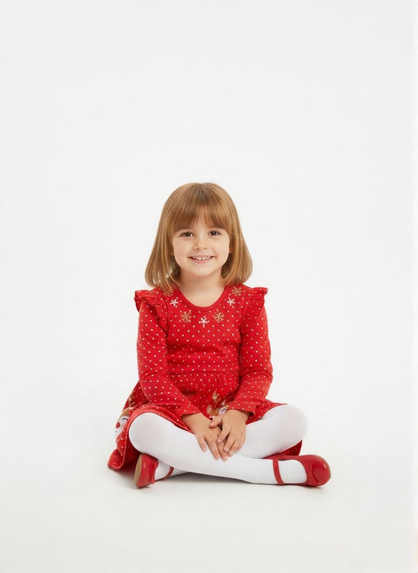 Red Christmas Dress for Toddler and Kids - Long Sleeve Holiday Princess Dress