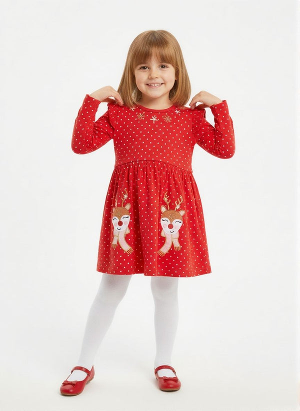 Red Christmas Dress for Toddler and Kids - Long Sleeve Holiday Princess Dress