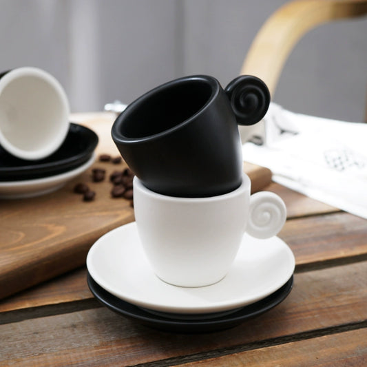 Set of 2 Matte Black or Matte White Porcelain Espresso Cup - Yarafly 