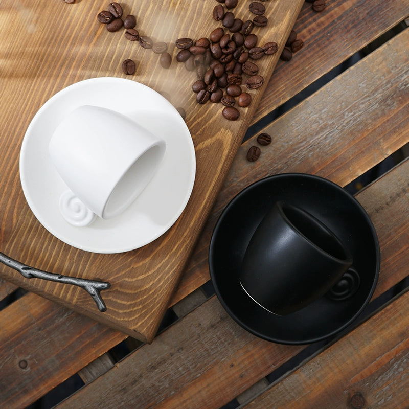 Set of 2 Matte Black or Matte White Porcelain Espresso Cup - Yarafly 