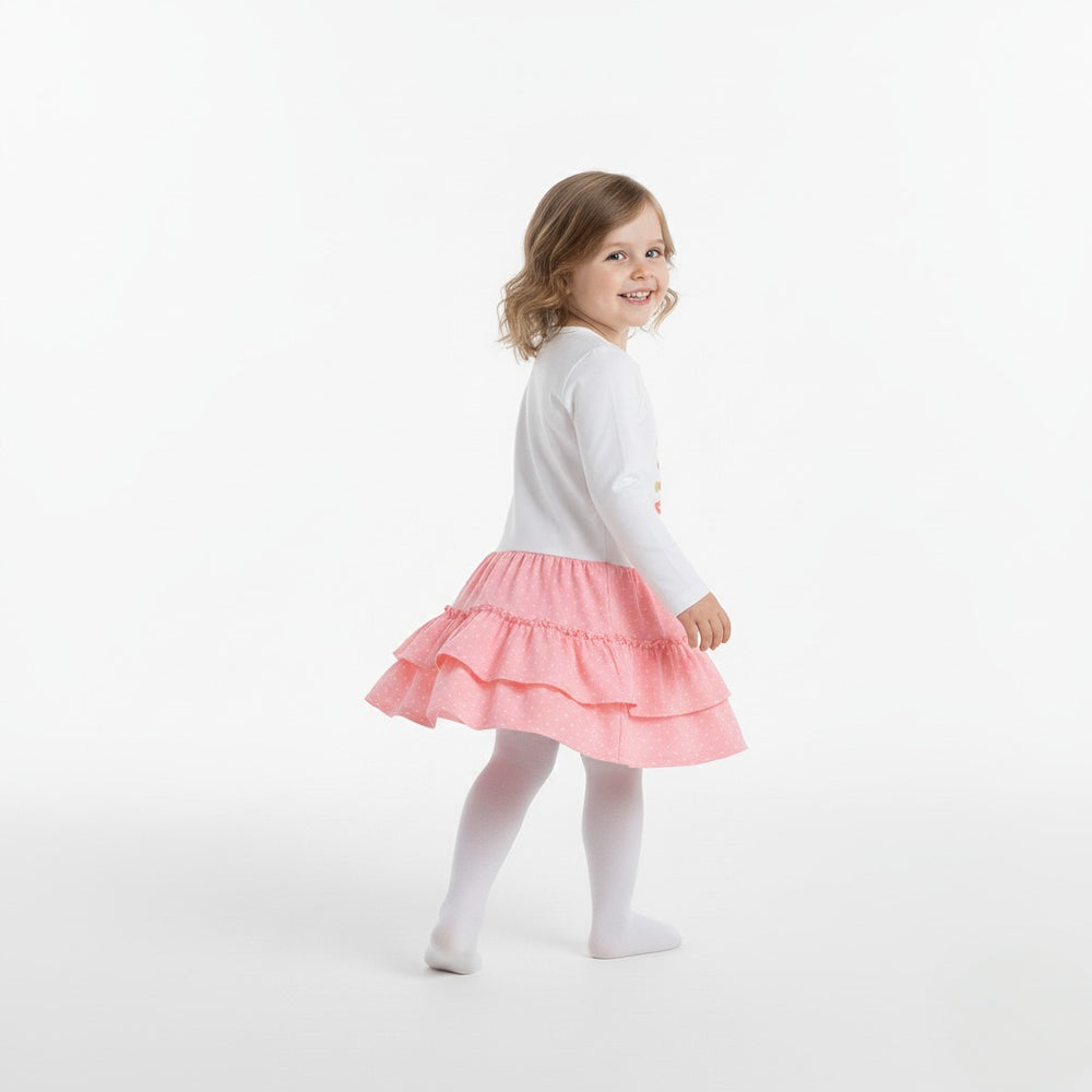 Toddler Kids Girls Pink Christmas Tree Long Sleeve Dress