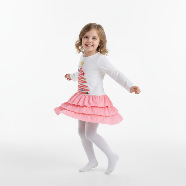 Toddler Kids Girls Christmas Tree Long Sleeve Dress1