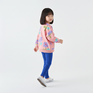 Toddler & Kids Pink Floral Sweatshirt and Blue Leggings Set (Ages 3T–8T)