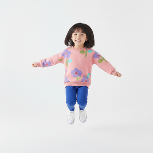 Toddler & Kids Pink Floral Sweatshirt and Blue Leggings Set (Ages 3T–8T)