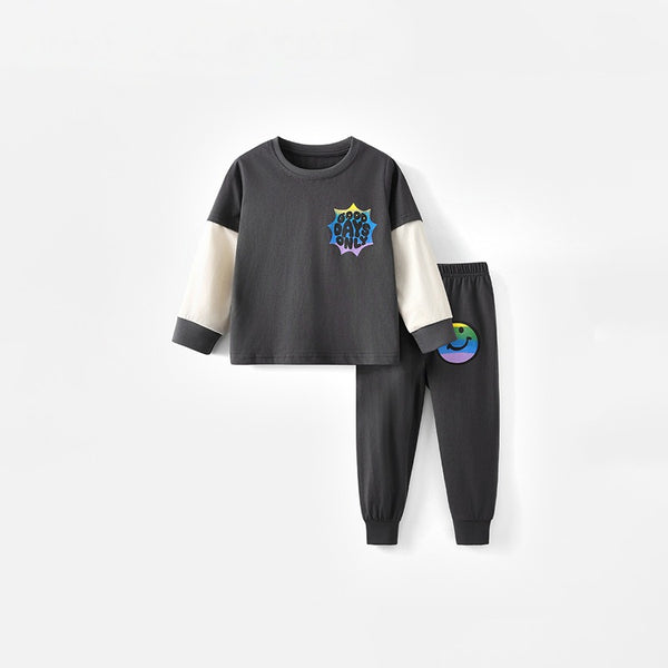Toddler and Kids Boys Grey Sweatshirt and Black Sweatpants Set
