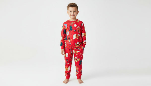 Toddler & Kids Red Christmas Storybook Pajama Set (3T–8T)