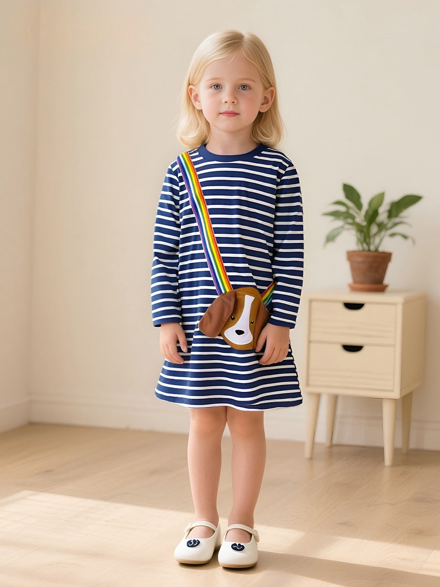 Girls Autumn Striped Long Sleeve Princess Dress - Sizes 2T to 7T